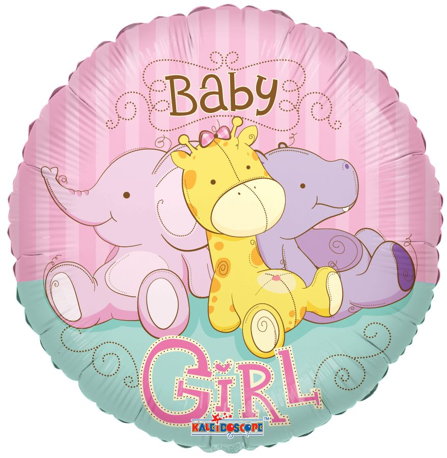 Baby Girl Jungle Animals Standard Foil Balloon
