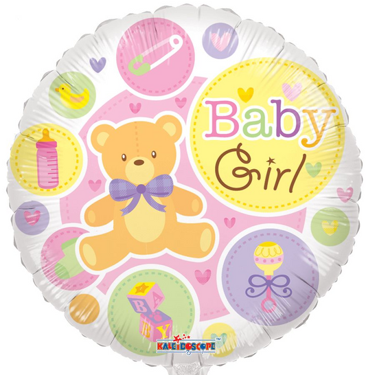 Baby Girl Teddy Bear Standard Foil Balloon