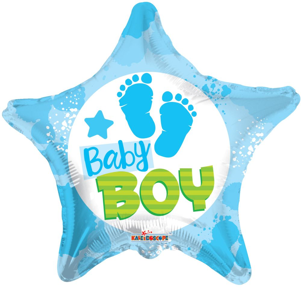Baby Boy Blue Footprints Star Shape Foil Balloon