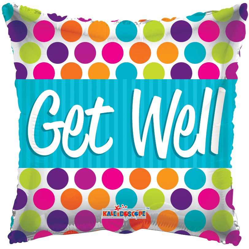 Get Well Dots Pattern Square Foil Balloon
