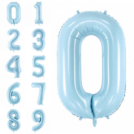 Light Blue Number Foil Balloon with Helium