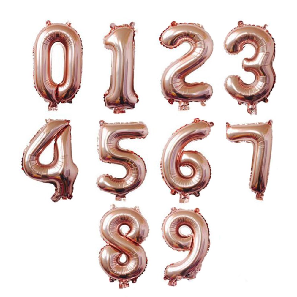 Rose Gold Number Foil Balloon with Helium