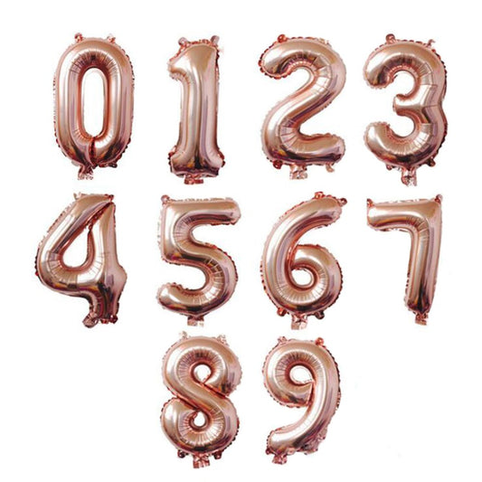 Rose Gold Number Foil Balloon with Helium
