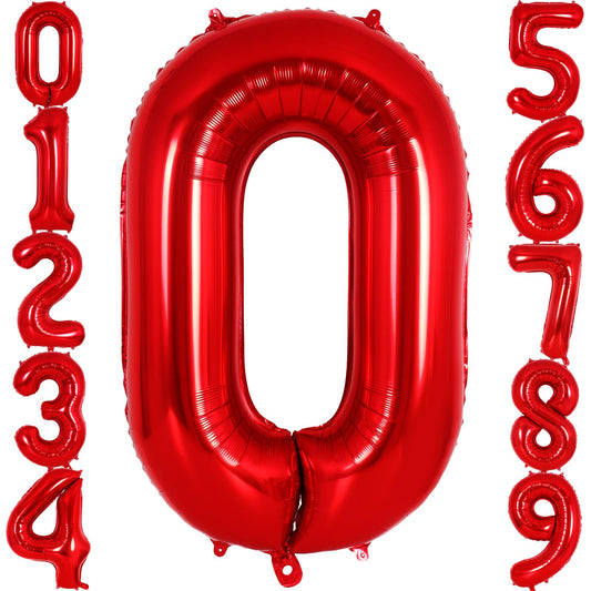 Red Number Foil Balloon with Helium