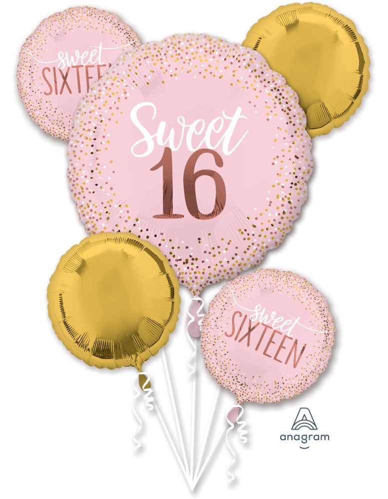 Sweet 16 Birthday Balloon Bouquet (Helium)