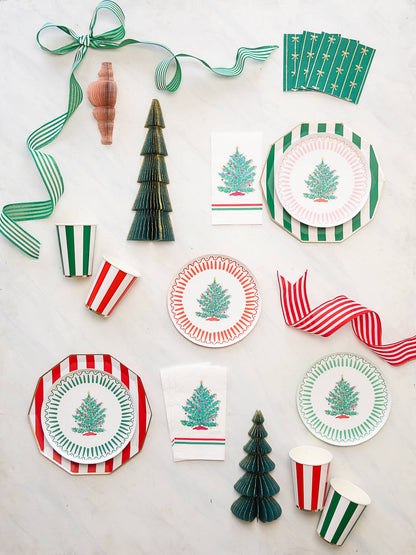 EMERALD GREEN CABANA STRIPE CUPS